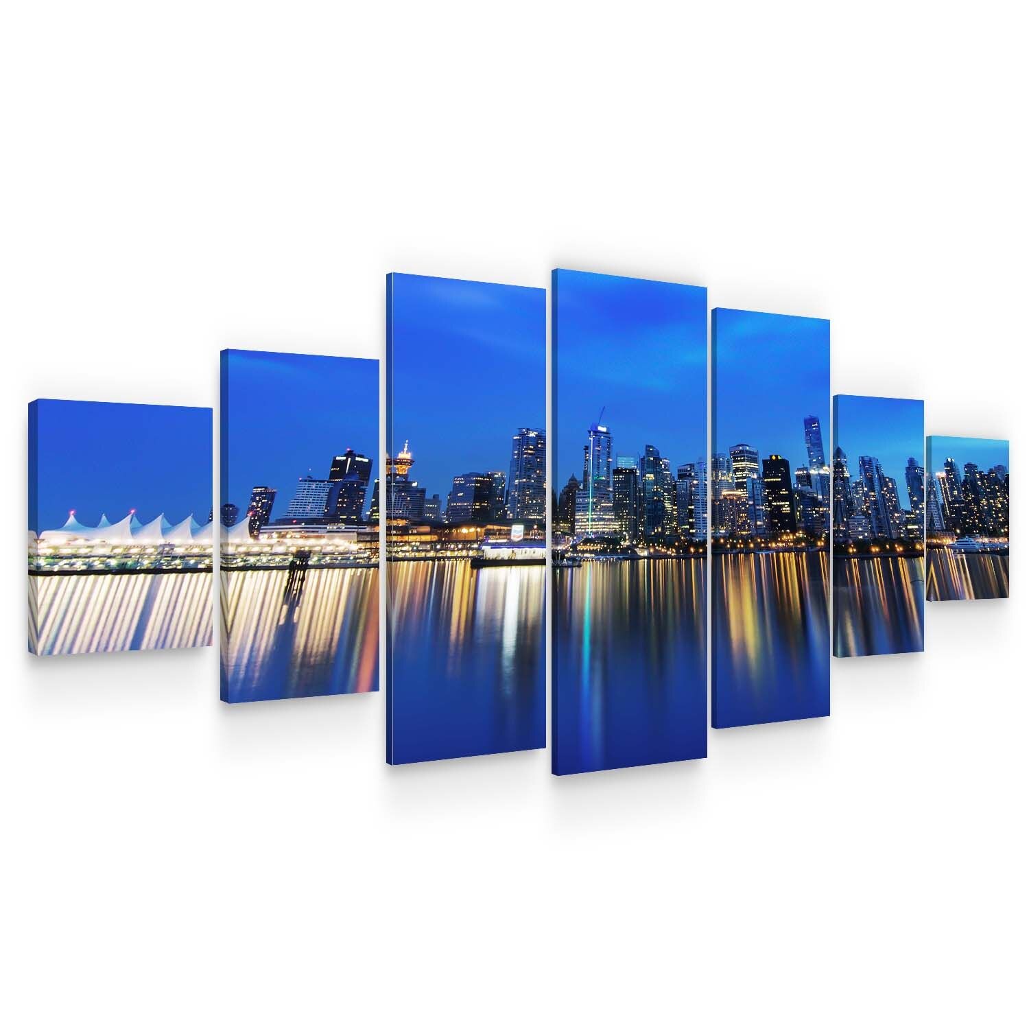 Set Tablou DualView Startonight Reflexia orasului, 7 piese, luminos in intuneric, 100 x 240 cm