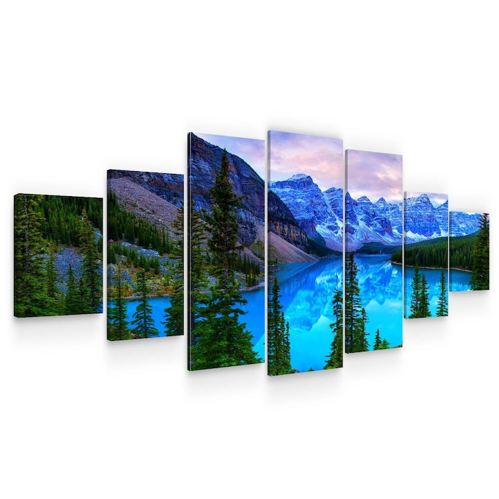 Set Tablou DualView Startonight Peisaj albastru de munte, 7 piese, luminos in intuneric, 100 x 240 cm