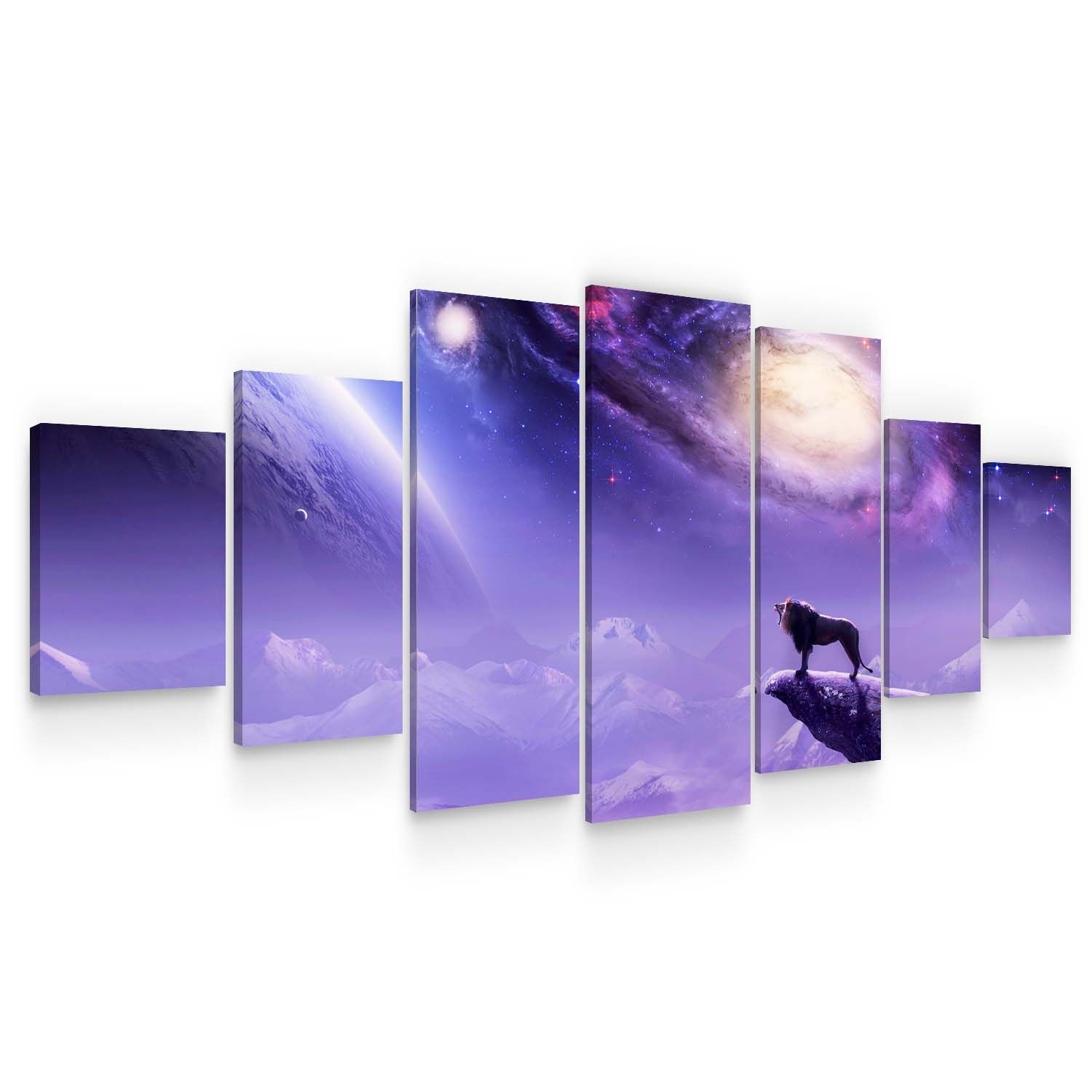 Set Tablou DualView Startonight Leu mandru, 7 piese, luminos in intuneric, 100 x 240 cm