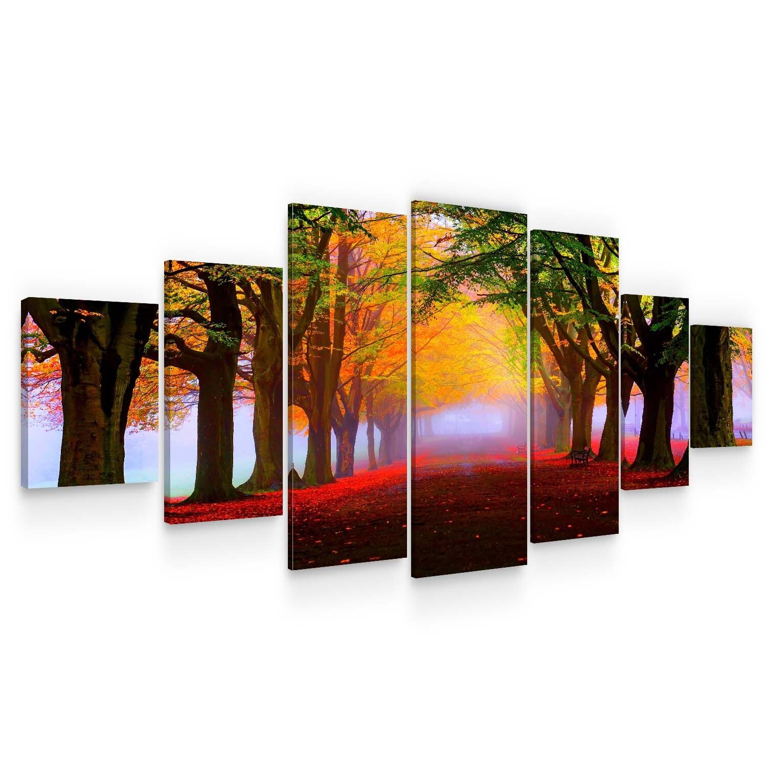 Set Tablou DualView Startonight Drum de toamna, 7 piese, luminos in intuneric, 100 x 240 cm