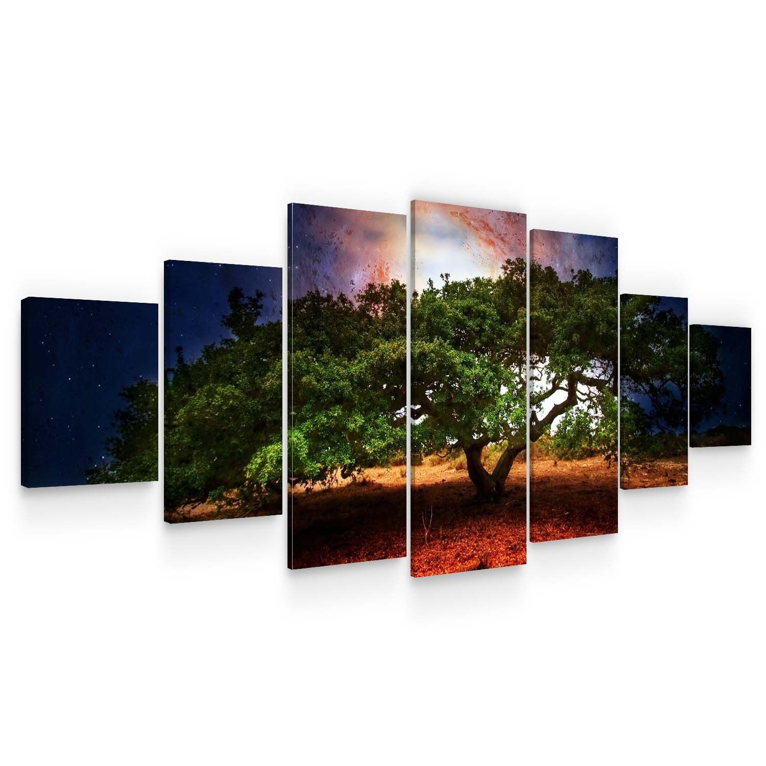 Set Tablou DualView Startonight Copac batran, 7 piese, luminos in intuneric, 100 x 240 cm