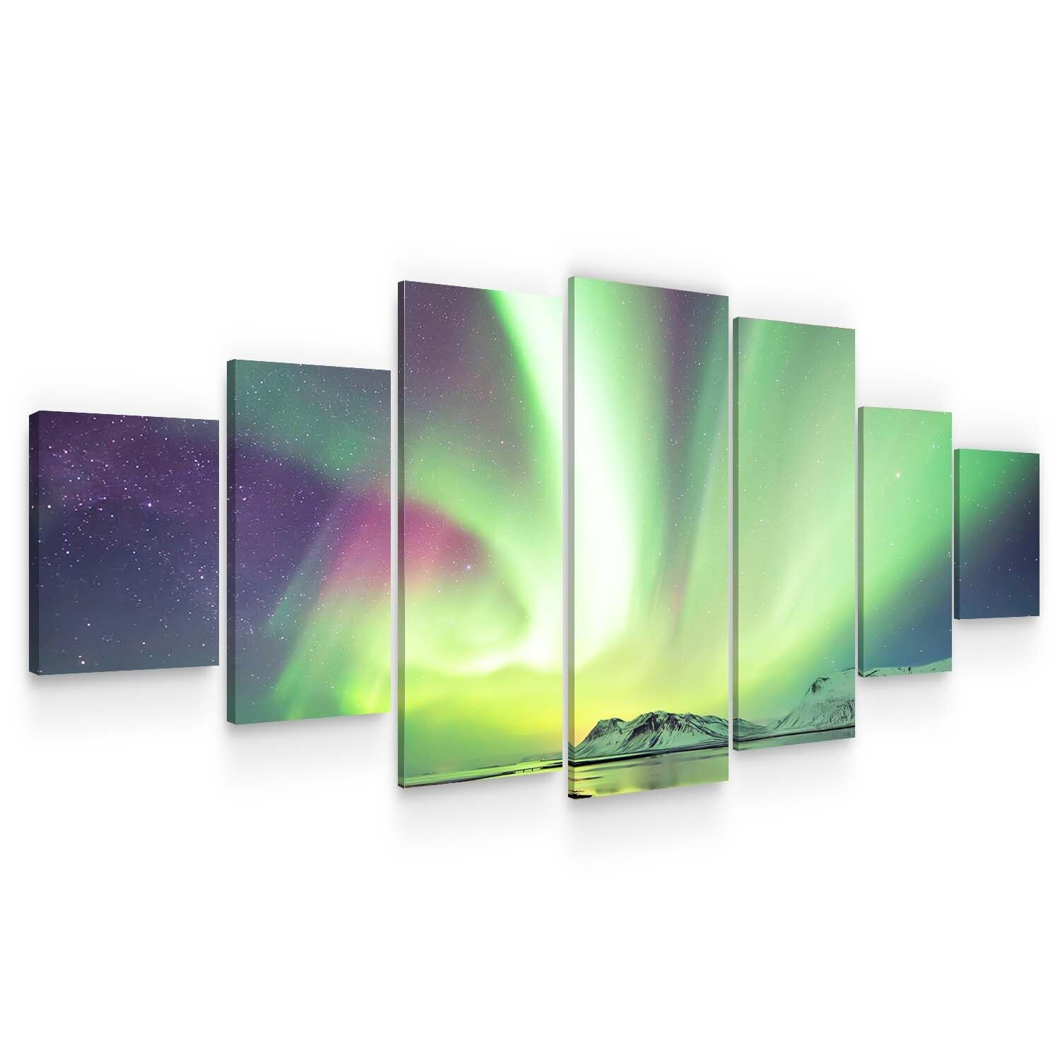 Set Tablou DualView Startonight Aurora Boreala , 7 piese, luminos in intuneric, 100 x 240 cm
