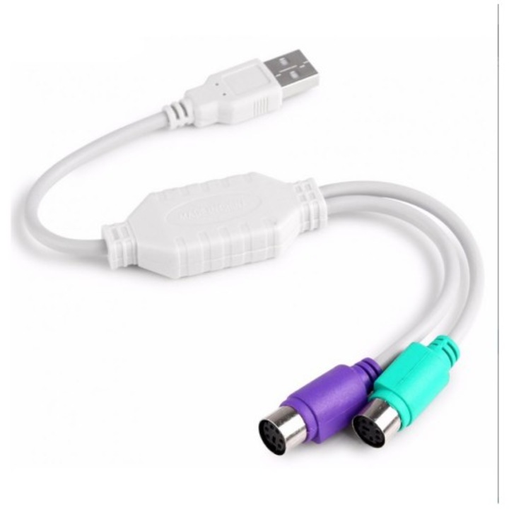 Adaptor USB - 2 x ps2 Detech, pentru Tastatura si Mouse PS 2