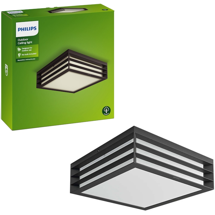 Aplica de exterior Philips myGarden Moonshine, E27, 2x14W, Gri inchis