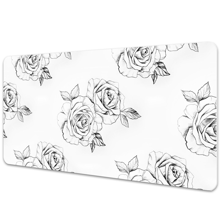 Mapa birou. din PVC. pentru protectie birou. Trandafiri. Alb-Negru. 90 cm x 45 cm. 010250300040100011620