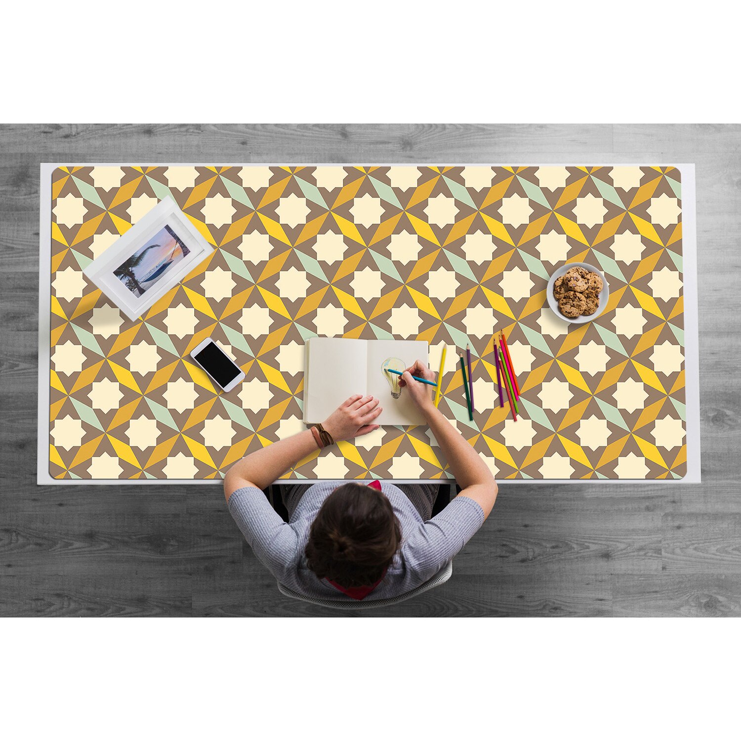 Mapa PVC pentru birou, Model Vintage, Multicolor, 120 cm x 60 cm ...