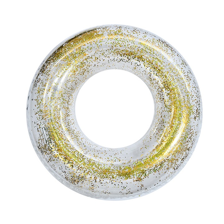 Csillogó úszógumi, PVC, 65 cm, arany/fehér