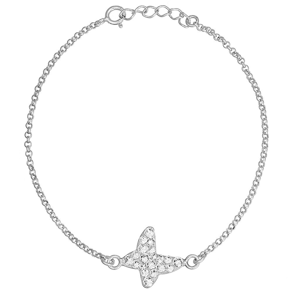 Bratara Argint 925 placat cu rodiu cu cristale Swarovski® Chaton Butterfly Crystal Clear
