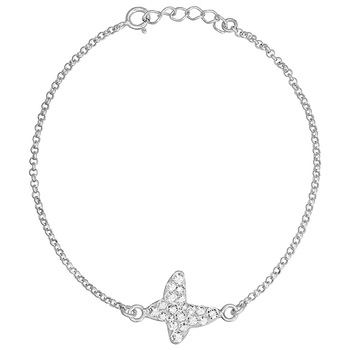 Bratara Argint 925 placat cu rodiu cu cristale Swarovski® Chaton Butterfly Crystal Clear Bratara Argint 925 placat cu rodiu cu cristale Swarovski® Chaton Butterfly Crystal Clear