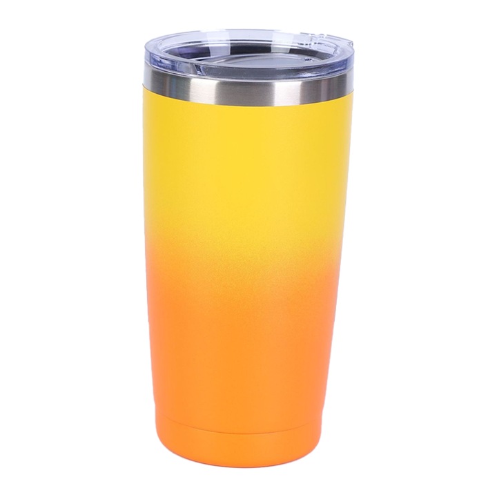 Cana termoizolanta din inox cu capac flexibil si pai, pentru bauturi calde si reci