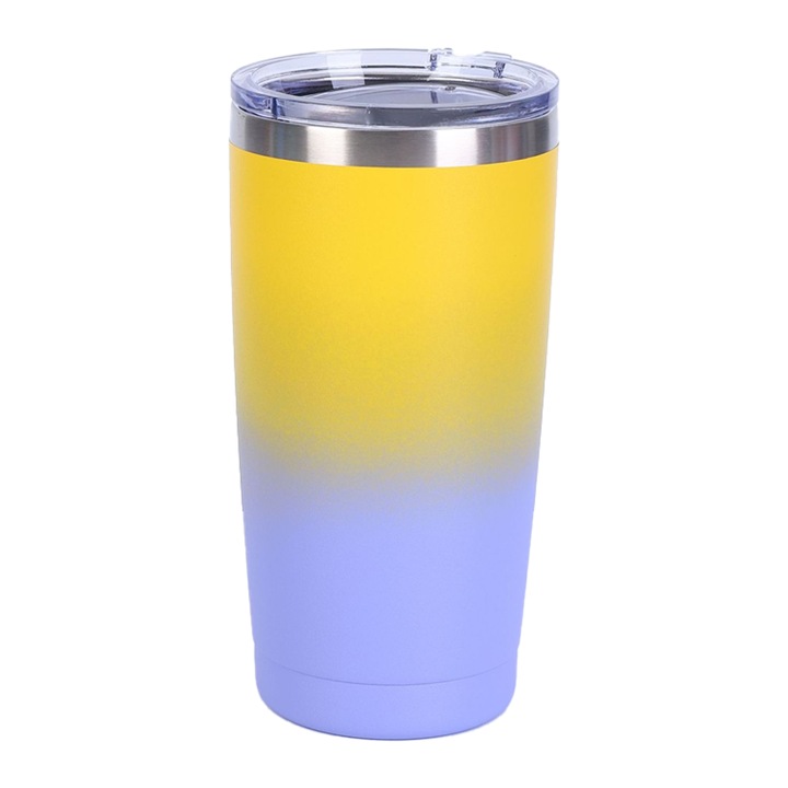 Cana termoizolanta din otel inoxidabil cu capac flexibil si pai, izolatie dubla perete, rezistenta la miros