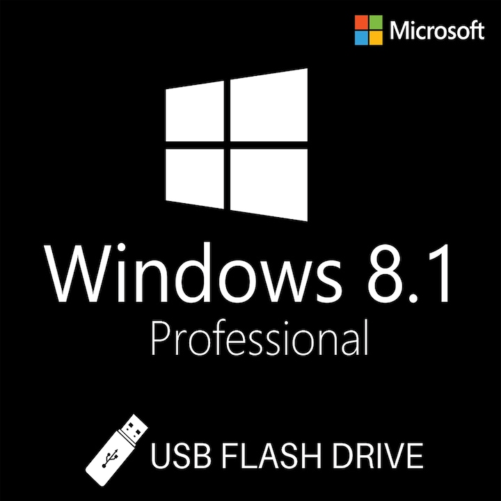 Microsoft Windows 8.1 Pro, 64 bit, Multilanguage, Retail, USB 2.0 – 8GB