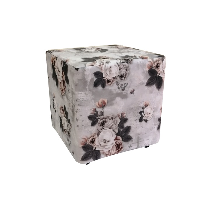 Taburet pe structura de lemn, Spring, 42x42x42 cm, Hande, Multicolor, Paris A1