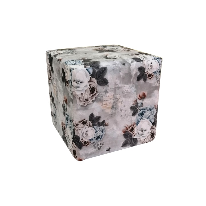 Taburet pe structura de lemn, Spring, 42x42x42 cm, Hande, Multicolor, Paris A3