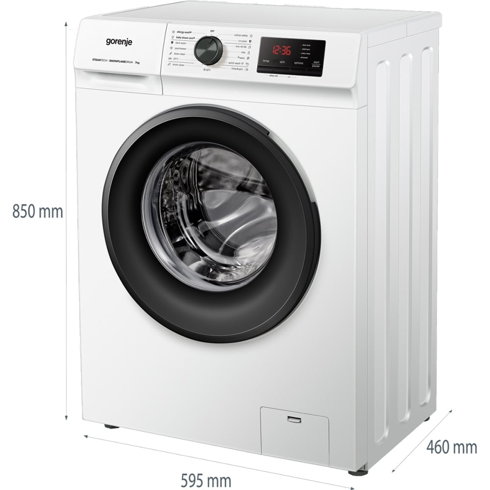 Masina de Spalat Rufe Frontala Slim GORENJE WNHVB72SDS, SteamTech, 7 kg, 1200rpm, Clasa D, Alb