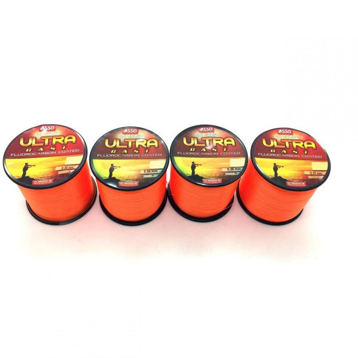 Fil De Pêche ASSO Ultra Cast Jaune – Nylon Gainé Fluorocarbone, Haute Résistance, Excellente Glisse