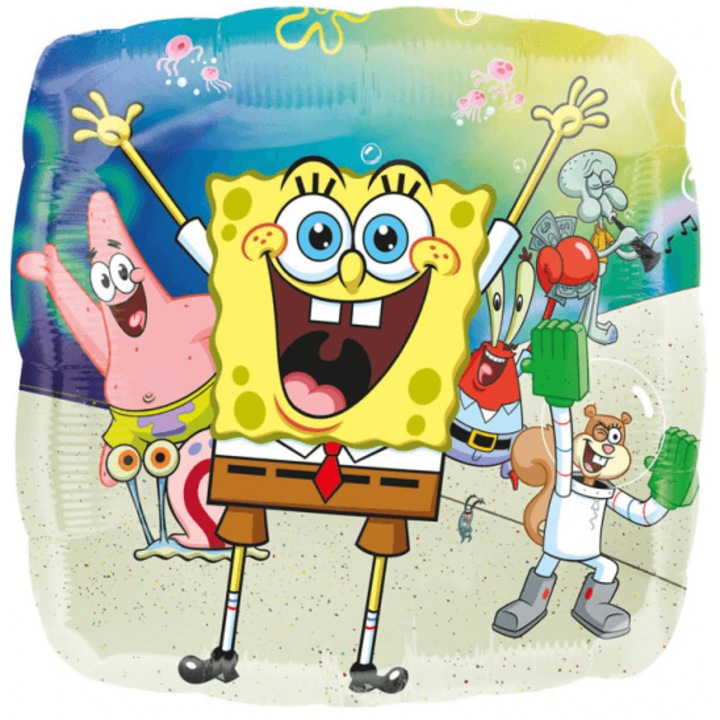 Балон от фолио, Amscan, Спонджбоб, 45 см, Многоцветен