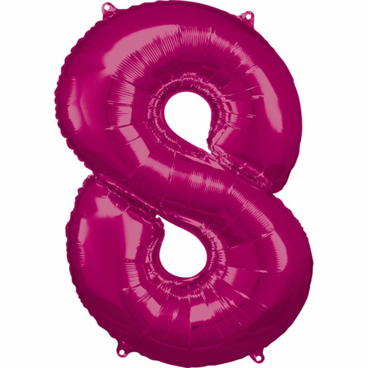 Balon din folie metalizata, Javoli, Model cifra 8, 83x53 cm, Visiniu