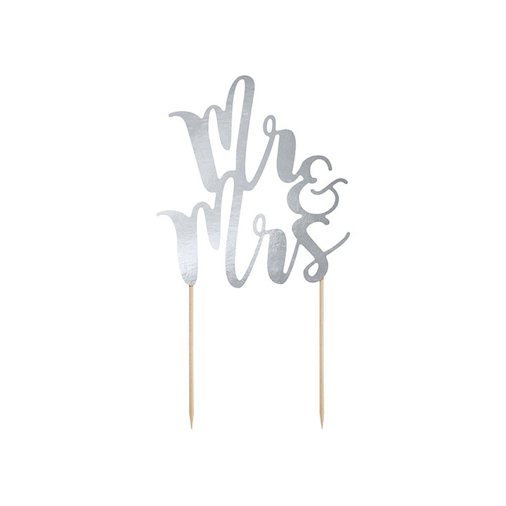 Accesoriu tort, PartyDeco, 25,5 cm, Hartie, Argintiu