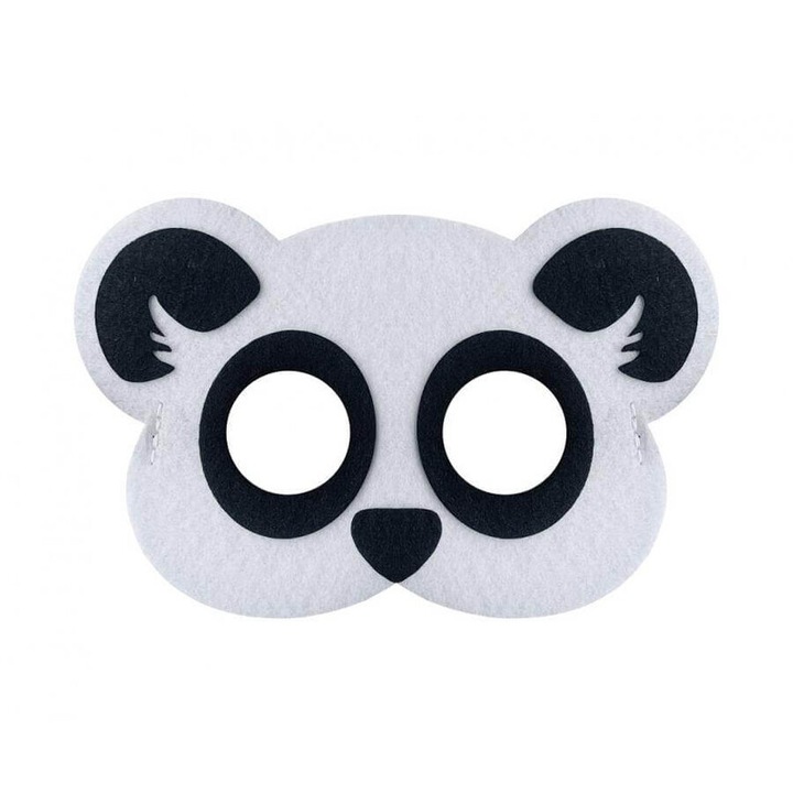 Masca urs panda, Godan, Fetru, 17x11 cm, Alb/Negru