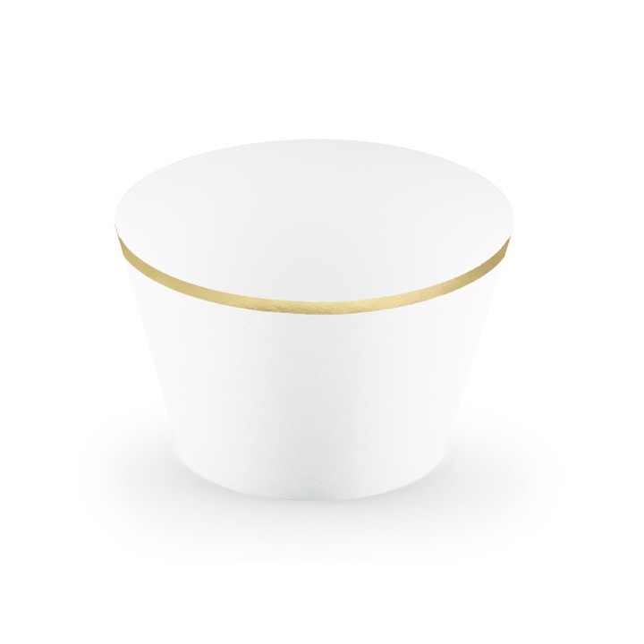 Комплект от 6 чаши за кексчета, PartyDeco, 4х7 см, бели