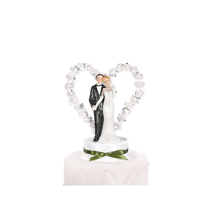 Топер за торта PartyDeco, 16 см, Бял