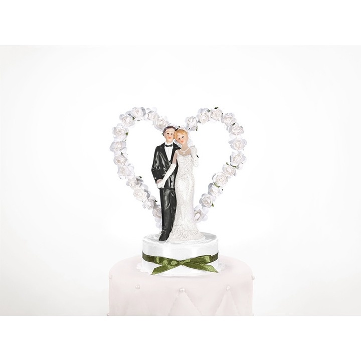 Топер за торта PartyDeco, 16 см, Бял