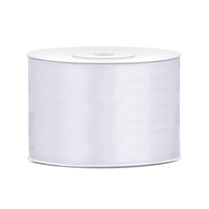 Лента, PartyDeco, Сатен, 50mmx25m, Бяла