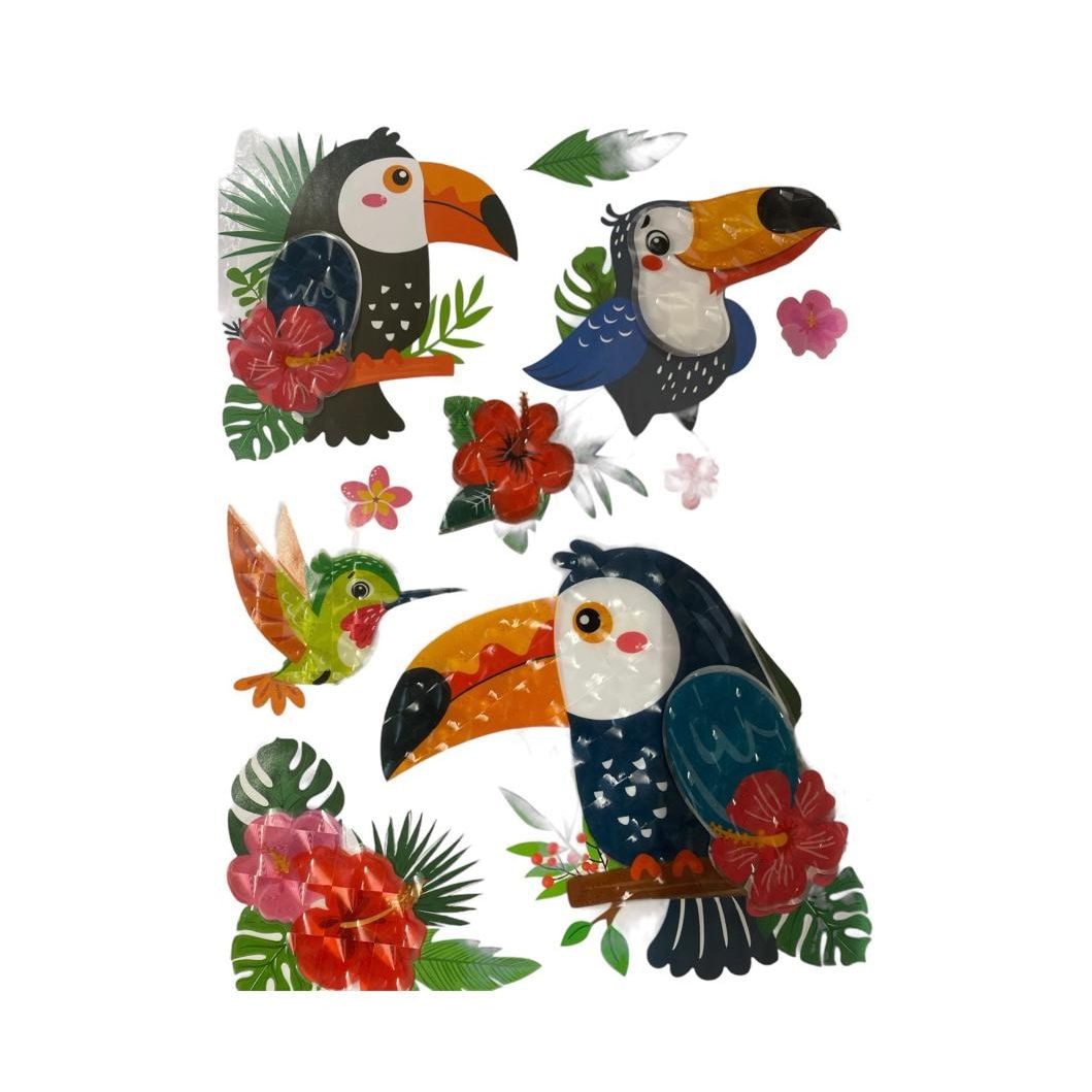 Pappagallo Sticker Set stickere decorative de perete 3D, cu papagali, 40 x 30 cm, Model 3 ...
