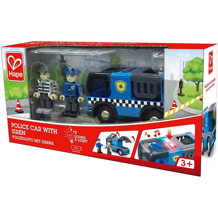 Set de joaca Hape - Figurine si masinuta de politie, cu sirena