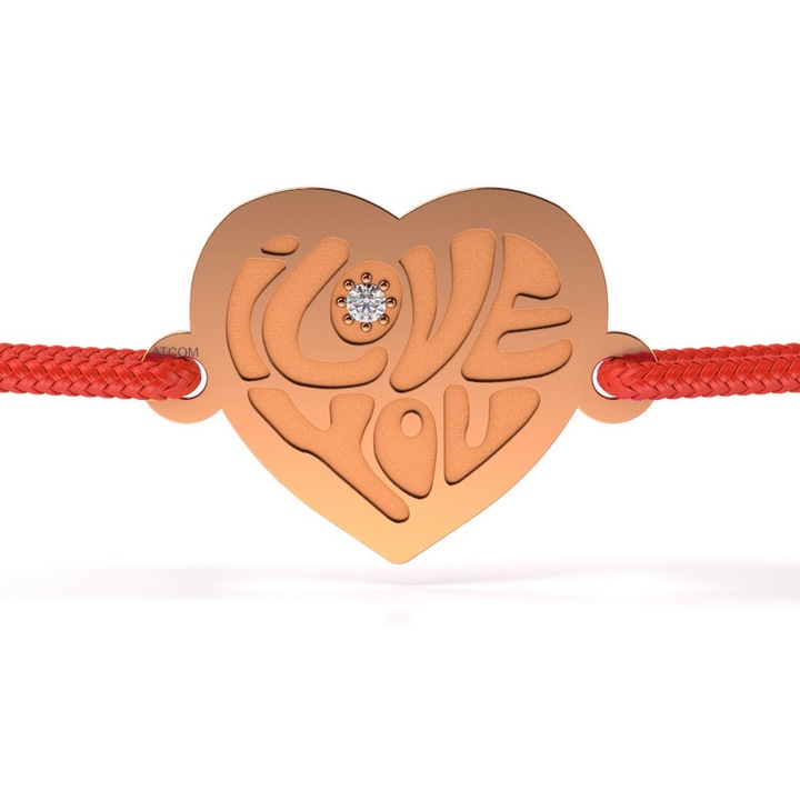 Bratara din aur roz model I love diamond