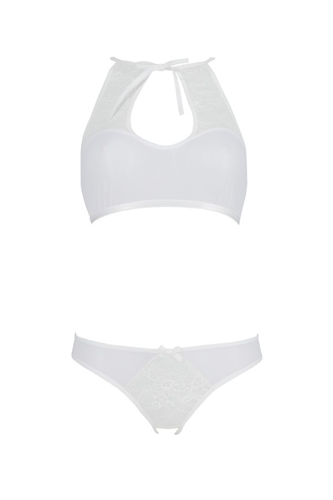 Set lenjerie sexy Ursula, Passion, Chiloti si sutien, Dantela, Alb, S/M