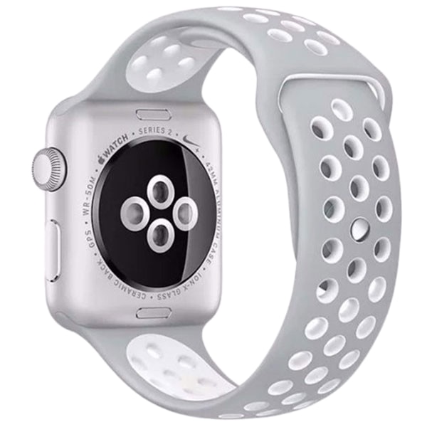 Curea iUni pentru Apple Watch 38 mm, Silicon, Silver/White