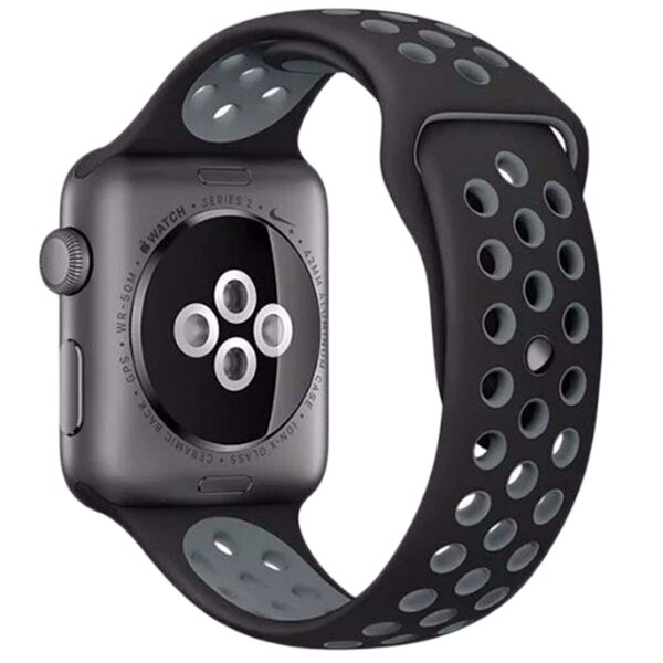 Curea iUni pentru Apple Watch 42 mm, Silicon, Black/Silver