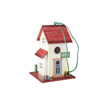 Casuta decorativa, 14x14x20.5cm, alb cu rosu, Heinner Casuta decorativa, 14x14x20.5cm, alb cu rosu, Heinner