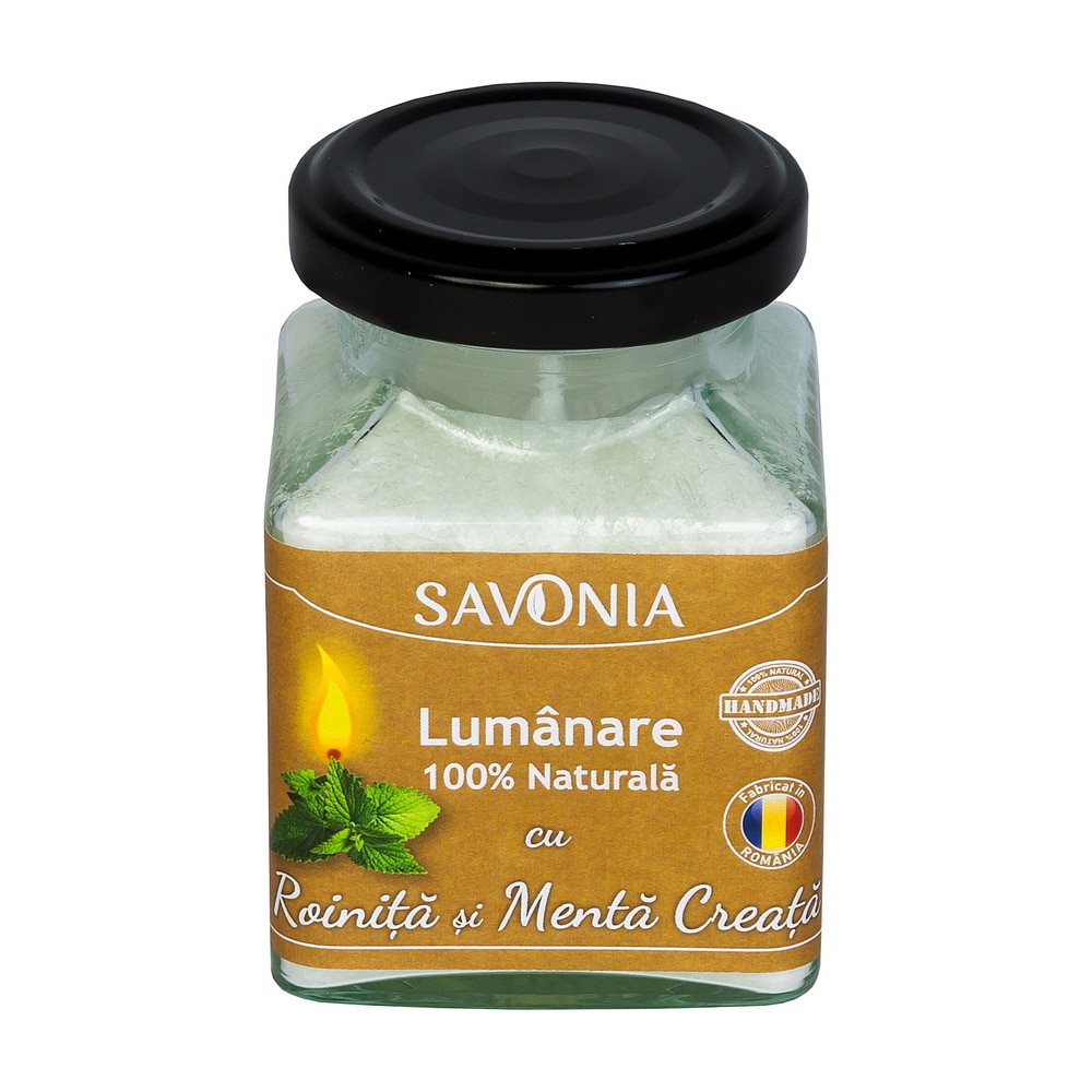 Lumanare 100% Naturala cu Roinita si Menta Creata - Savonia