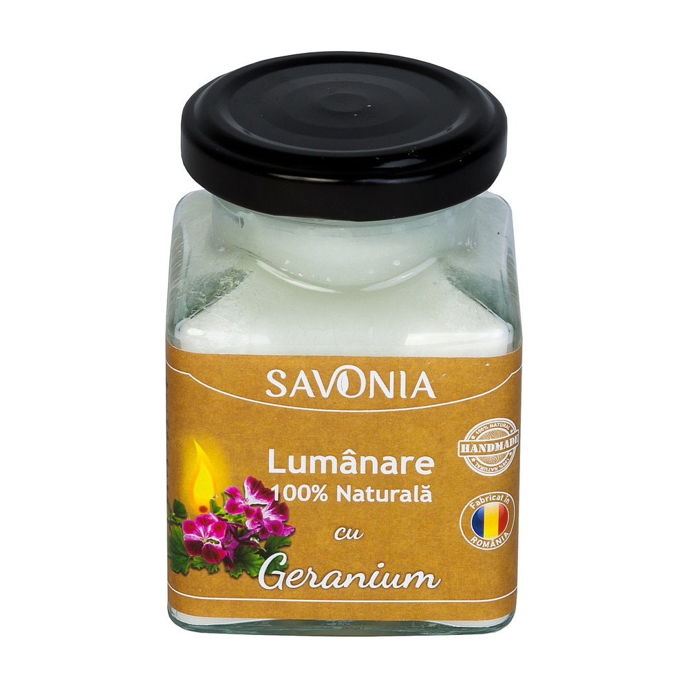 Lumanare 100% Naturala cu Geranium - Savonia