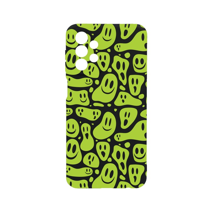 Силиконов калъф BestCase за Samsung Galaxy A53 5G, Green Acid Smiley, 0.8MM Slim, Camera Protection, Black Silicon Series, c-B 1051