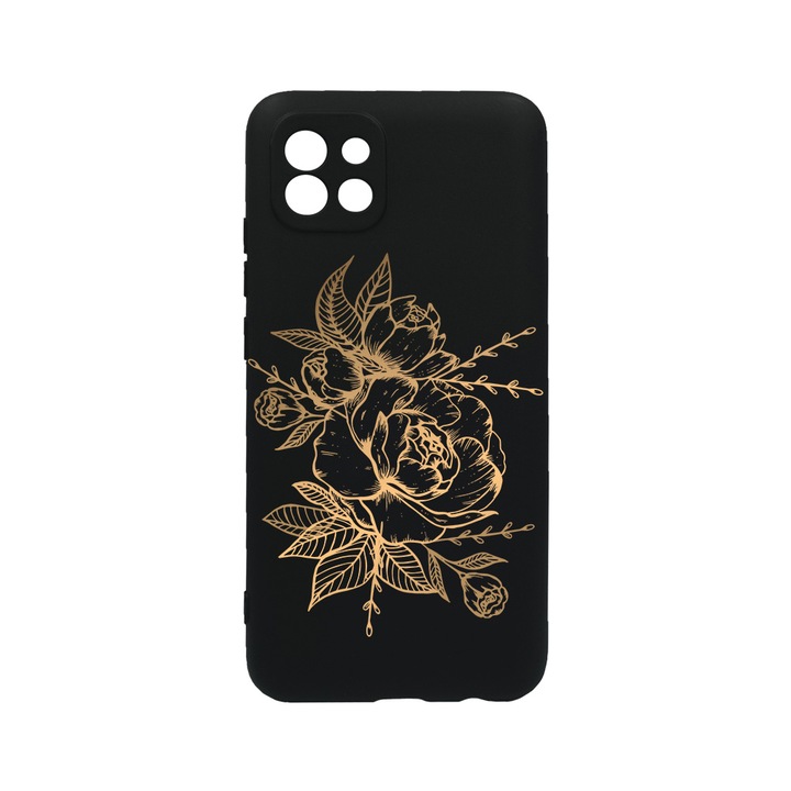 Husa BestCase® Slim SIlicon 0.8MM, Compatibila Cu Samsung Galaxy A22 5G, Golden Rose, Rezistenta la uzura, Protectie Camera, c-B 989
