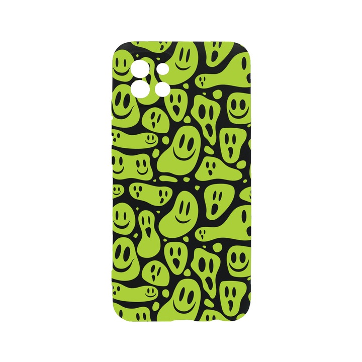 Силиконов калъф BestCase за Xiaomi 11 Lite 5G NE, Green Acid Smiley, 0.8MM Slim, Camera Protection, Black Silicon Series, c-B 1051