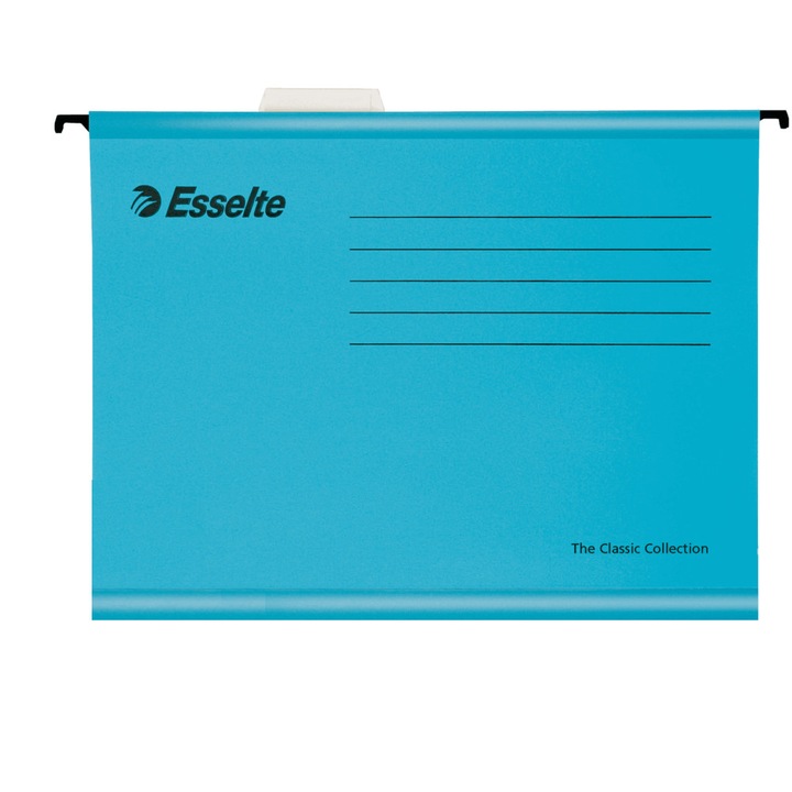 Set 10 dosare suspendabile Esselte Classic, cu sina, A4, albastru