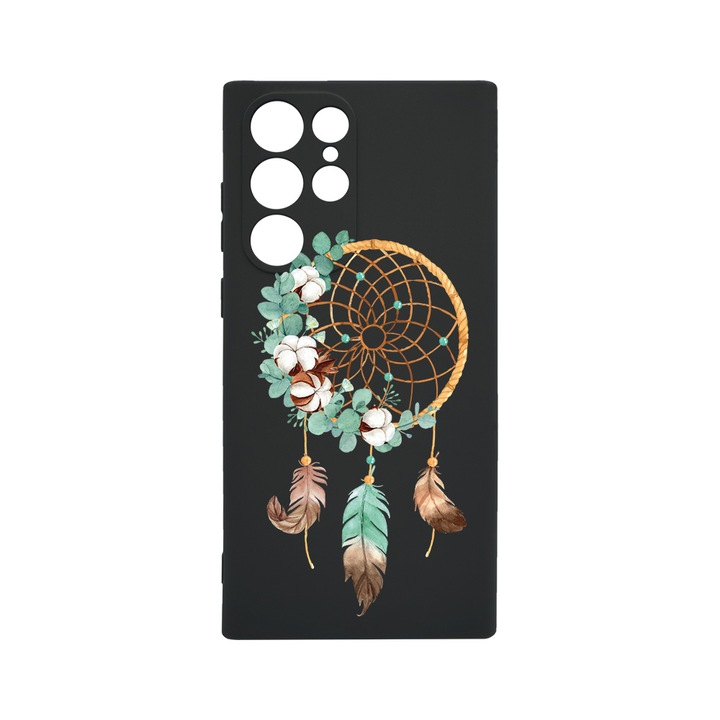 Силиконов калъф BestCase за Samsung Galaxy S22 Ultra, Dreamcatcher, 0.8MM Slim, Camera Protection, Black Silicon Series, c-B 950