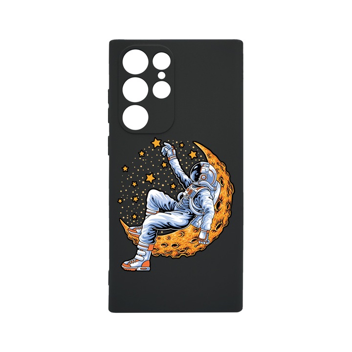 Husa BestCase® Slim SIlicon 0.8MM, Compatibila Cu Samsung Galaxy S23 Ultra, Astronaut On Moon, Rezistenta la uzura, Protectie Camera, c-B 1001
