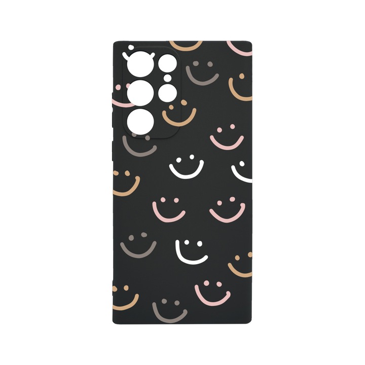 Силиконов калъф BestCase за Samsung Galaxy S22 Ultra, Smile Please, 0.8MM Slim, Camera Protection, Black Silicon Series, c-B 985