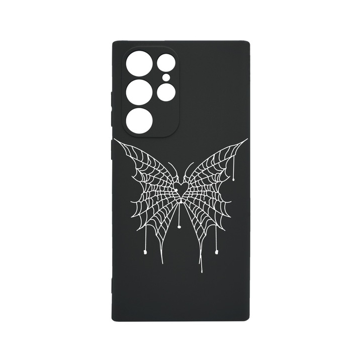 Силиконов калъф BestCase за Samsung Galaxy S22 Ultra, Butterfly, 0.8MM Slim, Camera Protection, Black Silicon Series, c-B 1042