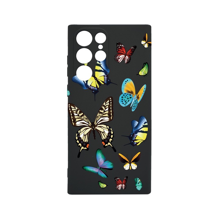 Husa BestCase® Slim SIlicon 0.8MM, Compatibila Cu Samsung Galaxy S23 Ultra, Beautiful Color Butterflies, Rezistenta la uzura, Protectie Camera, c-B 992