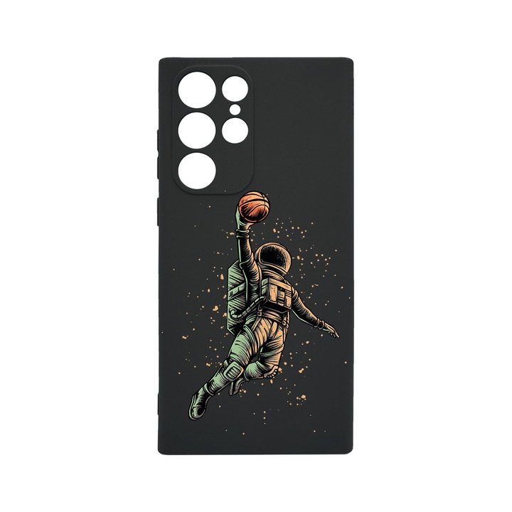 Husa BestCase® Slim SIlicon 0.8MM, Compatibila Cu Samsung Galaxy S23 Ultra, Astronaut Basketball, Rezistenta la uzura, Protectie Camera, c-B 1003