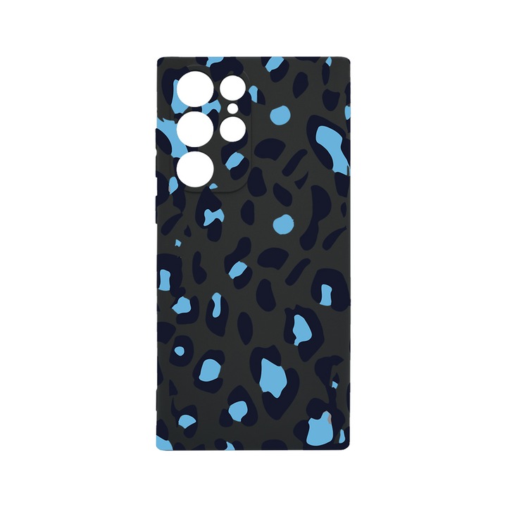 Husa BestCase® Slim SIlicon 0.8MM, Compatibila Cu Samsung Galaxy S23 Ultra, Blue Leopard Pattern, Rezistenta la uzura, Protectie Camera, c-B 1032