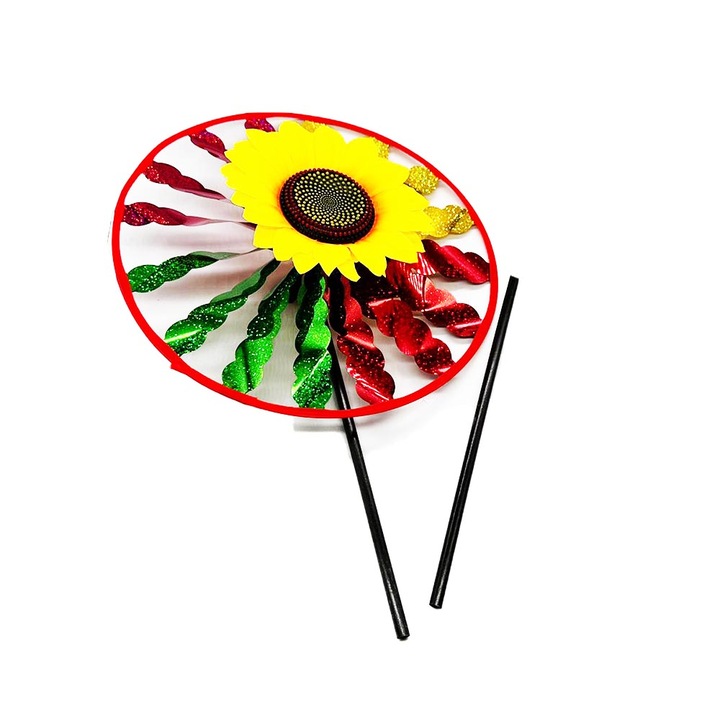 Morisca de vant rotunda, sclipitoare, cu Floarea Soarelui, 29 cm, Vision XXI