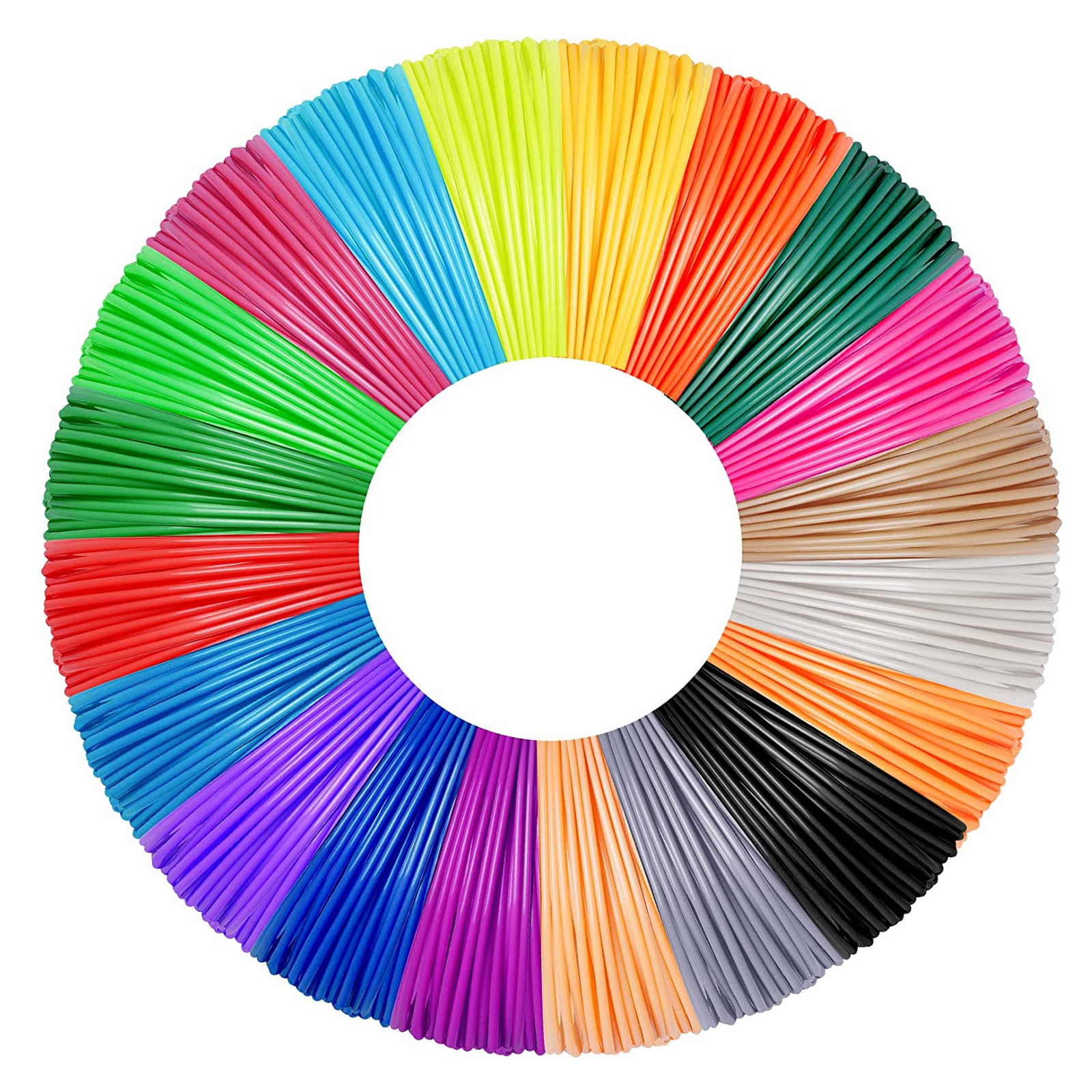 Set filamente PCL pentru creion 3D, Zggzerg, 20 x 5 m, 1.75 mm, Materiale  non-toxice si sigure, Precizie ridicata, Punct de topire scazut 70°C, Usor  de utilizat si de imprimat, Multicolor 